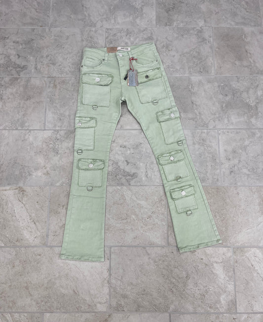 Armor Multi Pocket Stacked Jeans “Stoned Wash Blue”